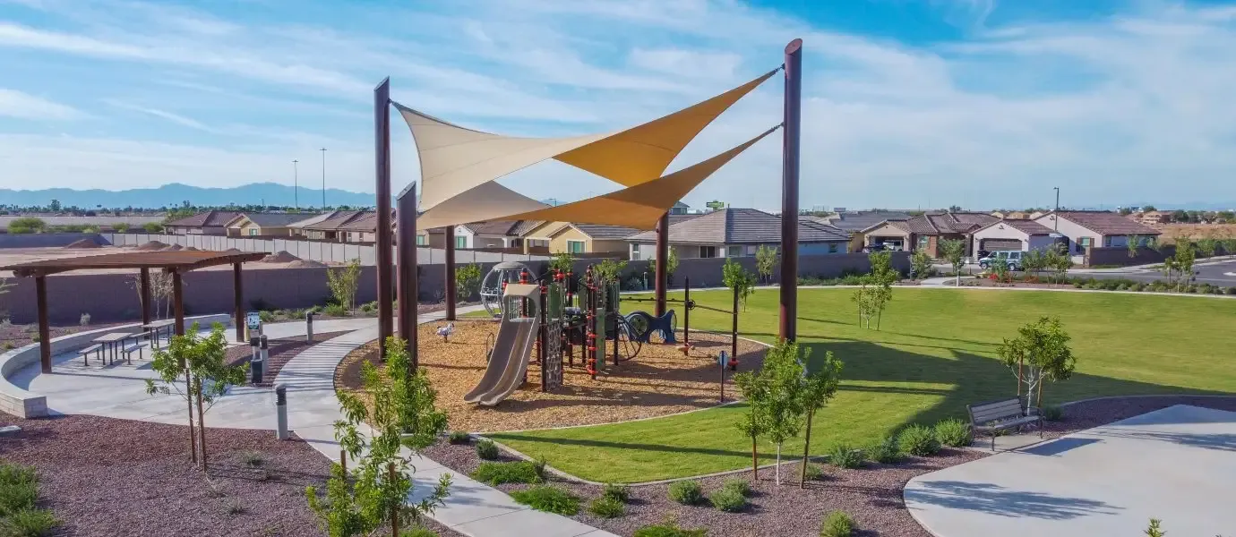 Playground with mountain views